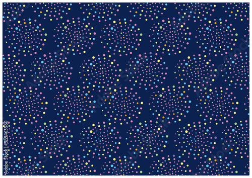 手描きのドットのサークルの背景（花火）