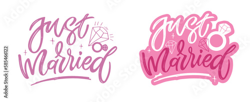 Lettering about wedding, Mr and Mrs, Now and forever. T-shirt design, mug print