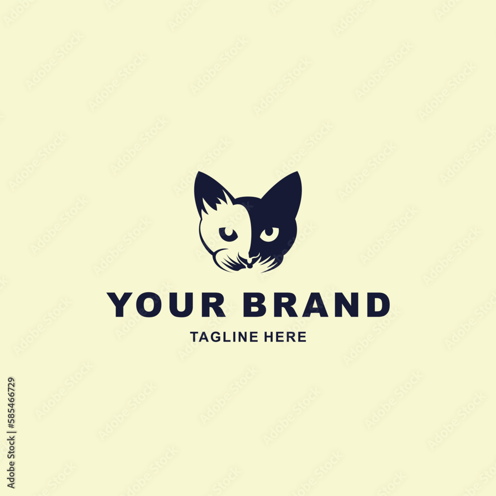 black cat head logo with gestalt technique black cat head logo with gestalt technique