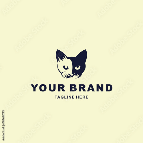 black cat head logo with gestalt technique