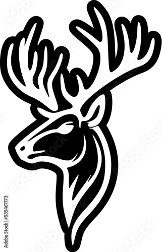    A black and white minimalistic deer vector logo.