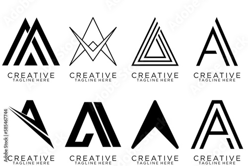 logo collection, Abstract letter A logo design. icons for business of luxury, elegant, simple.