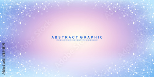 Digits abstract background with connected line and dots, wave flow. Digital neural networks. Network and connection background for your presentation. Graphic polygonal background. Vector illustration.