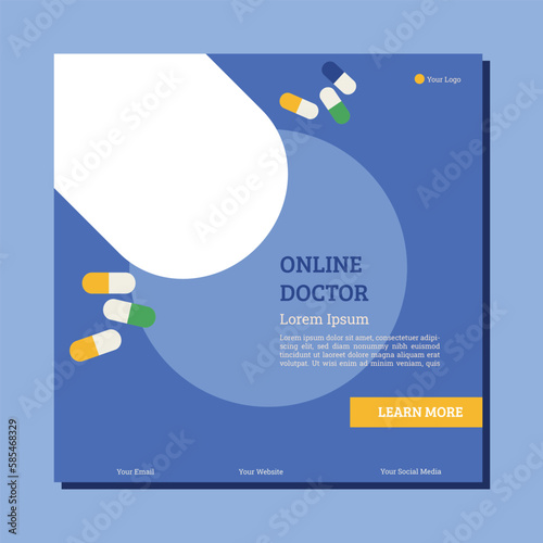 Medical healthcare service social media post template design. Hospital, doctor, clinic and dentist health business promotion flyer poster.