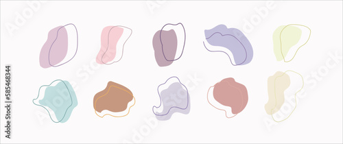 Set of Blob Shapes Vector form Graphic Element with Line Vector illustration isolated Background