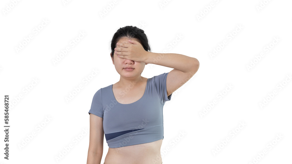 Asian women covering their eyes with their hands means not acknowledging or pretending not to see, Use your second hand to cover your eyes, Fear of socializing, I don't want to know the stories. Asian women covering their eyes with their hands means not acknowledging or pretending not to see, Use your second hand to cover your eyes, Fear of socializing, I don't want to know the stories.