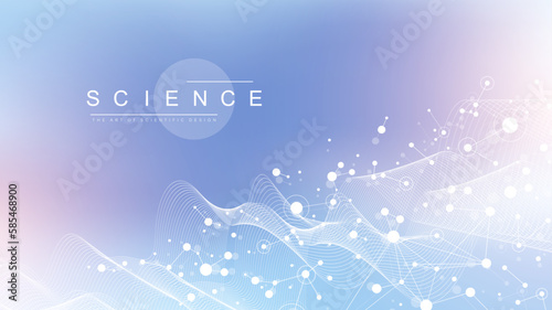 Molecular abstract structure background. Scientific vector illustration with molecule DNA. Medical, science and technology concept for banner template or header.