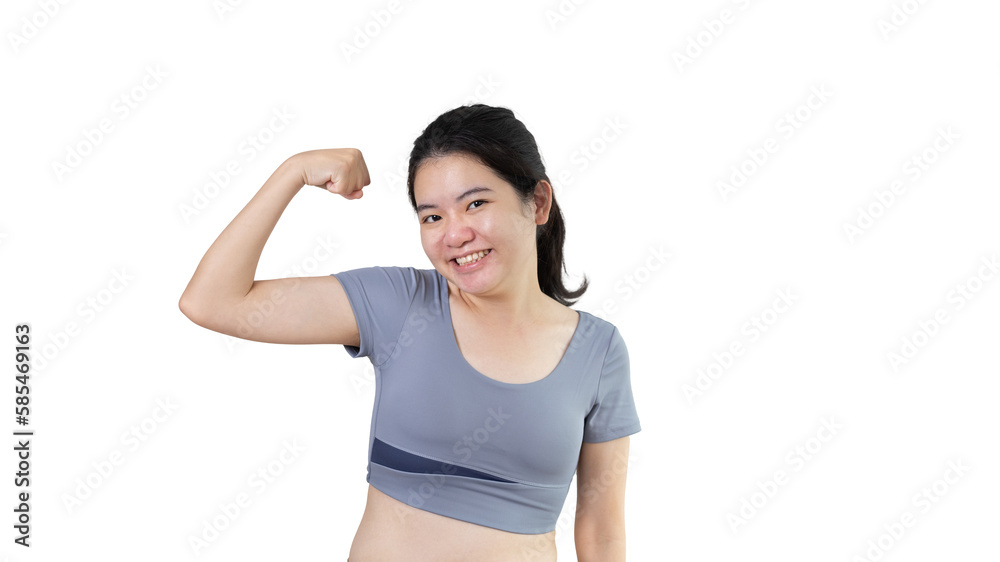 Woman flexing her muscles, Young Asian woman shows off her strength by flexing her jaw and showing off her power, Healthy, Happiness of your choice, PNG file. Woman flexing her muscles, Young Asian woman shows off her strength by flexing her jaw and showing off her power, Healthy, Happiness of your choice, PNG file.