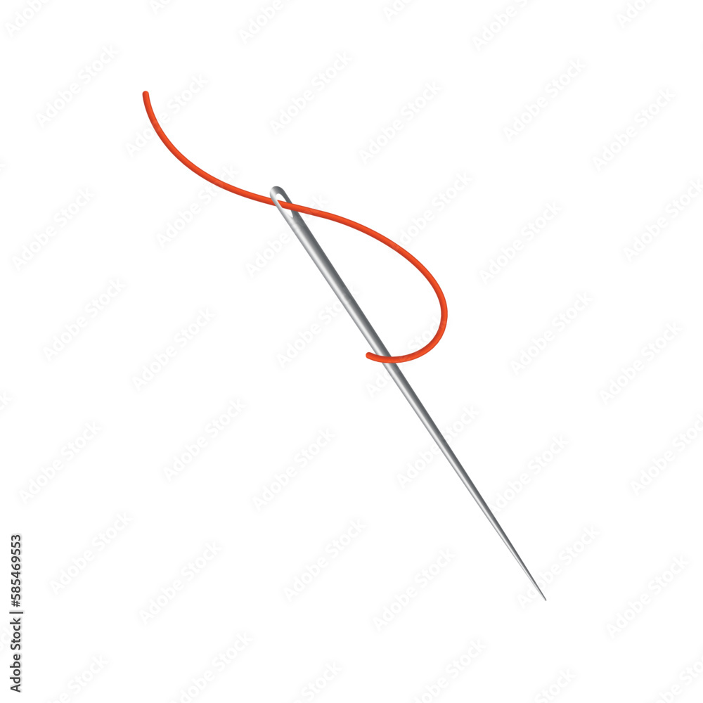 simple vector realistic illustration. flat icon or logo. web. needlework. needle with thread. sew. hobby. line simple vector realistic illustration. flat icon or logo. web. needlework. needle with thread. sew. hobby. line