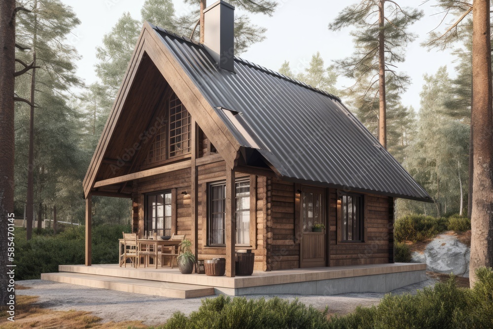 3d rendering of wooden cabin in forest 3d rendering of wooden cabin in forest