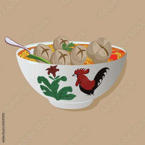 illustration of a bowl of salad (bakso)