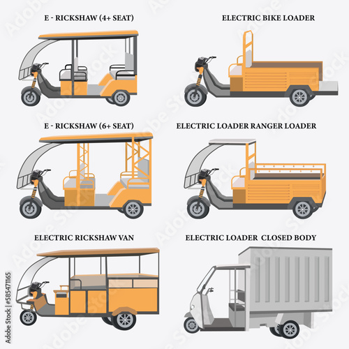 e rickshaw,e-van,electronic rickshaw,tuk tuk ,isolated vector illustration,e-loader, battery taxi,transport