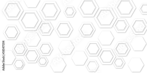 Abstract background with hexagons and geometric pattern in honeycombs design in illustration . Modern and seamless pattern in design with hexagonal molecular structures in technology background 