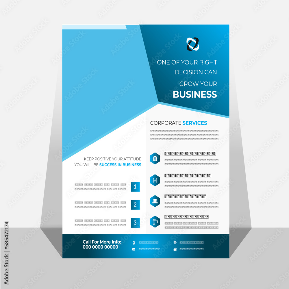 Obraz premium Business Marketing Flyer Set Digital Marketing Agency Flyer, Business brochure flyer design template. Vector illustration, corporate Business Flyer Template Design, blue, orange, red 