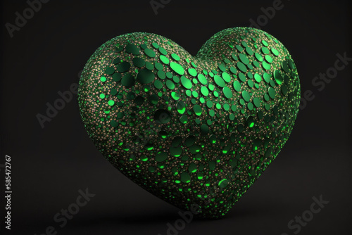 Cute green heart, the concept of love for nature, world earth day created with generative AI technology