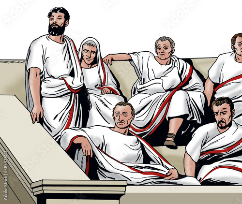 Ancient Rome - Senators of the Roman Republic. Representation of a session of the Senate