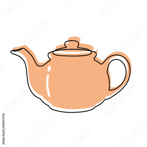 Tea pot vector doodle style illustration clip art