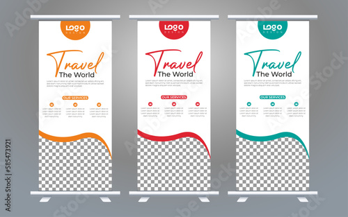 Roll Up Banner template, stand design, advertisement, display, business flyer, vector illustration