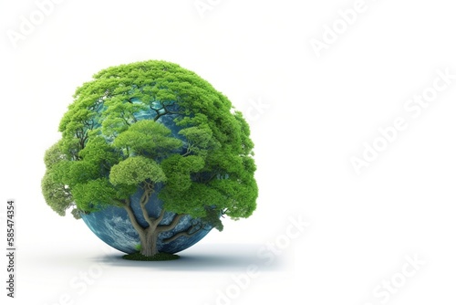 green tree on the earth. Generative AI, Generative, AI