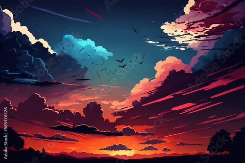 Clouds in a sunset, Generative AI
