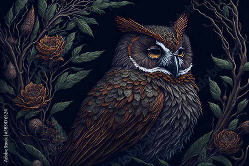 Obraz na płótnie owl on a branch w salonie