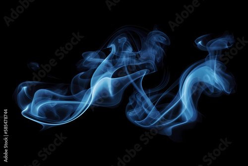 Bold and Dynamic Blue Smoke Effect on a Dramatic Black Background - Ideal for Adding a Contemporary Touch to Your Creative Projects, Generative AI