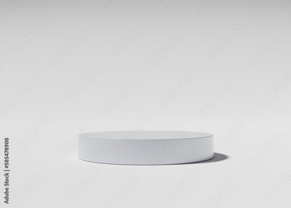 Alumimium empty podium or pedestal for product presentation, round mockup platform on white background. 3d rendering Alumimium empty podium or pedestal for product presentation, round mockup platform on white background. 3d rendering