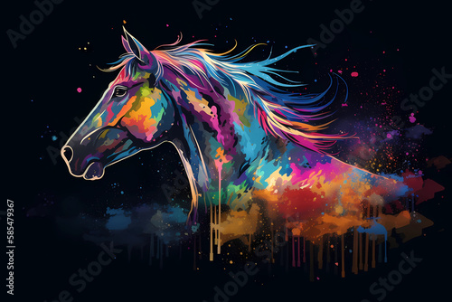 Graceful Fantasy Horse Floating inGalaxy - Ideal for Adding a Touch of Magic and Enchantment to Your Design Projects  Generative AI