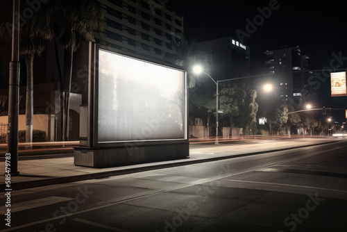 Blank billboard mockup template, city advertisement empty illustration background, design display showcase, generative ai