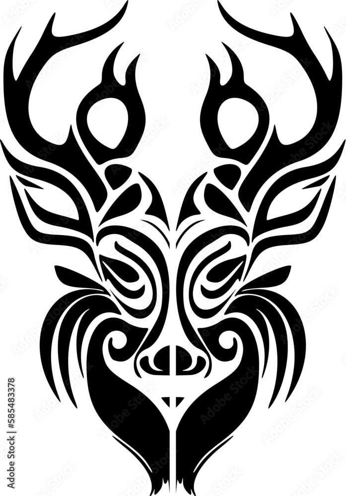 ﻿Deer logo in two tones: black and white, with a vector style.