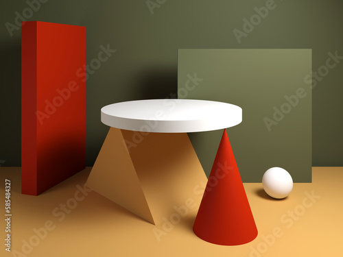 Tableau sur toile Abstract geometric still life installation with geometric shapes
