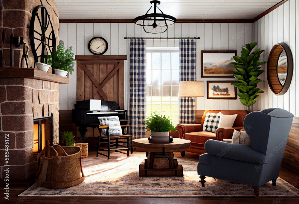 Interior design of a farmhouse-inspired living room that feels cozy and ...