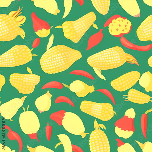 Corn, tiles pattern texture seamless illustration flat