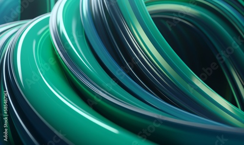 Blue and green abstract wavy background, Generative AI