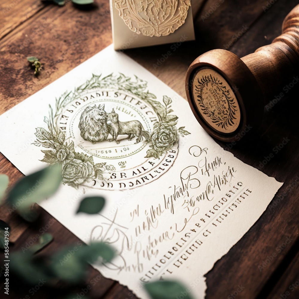 wedding details in rustic and boho style stamp, wedding Generative AI