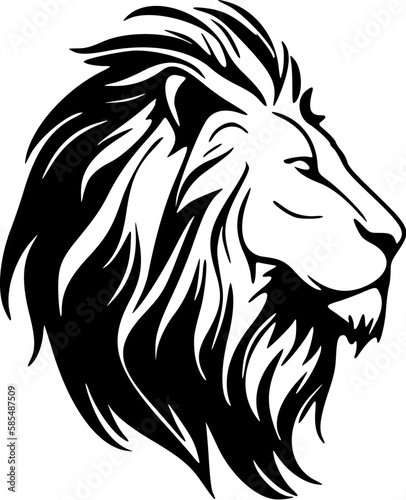    A simple vector logo lion with black and white colors.