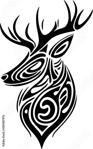 ﻿Vector deer logo, in contrasting black and white.