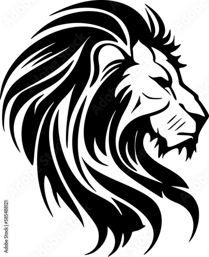 ﻿Vector logo of a black and white lion, simple and bold.