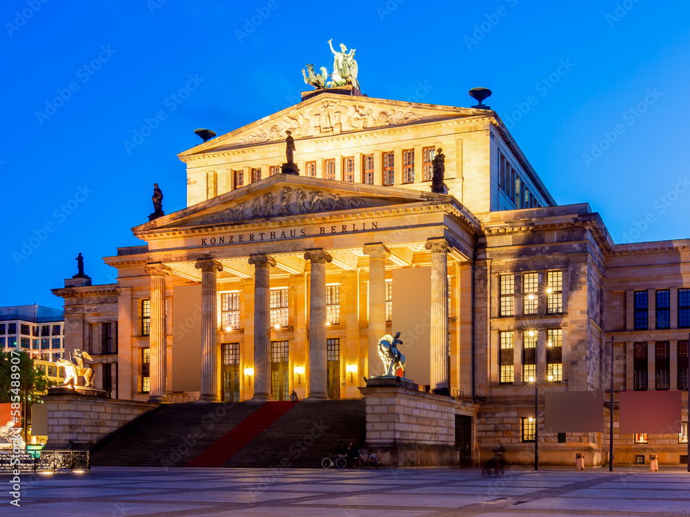 Concert Hall (Konzerthaus) on Gendarmenmarkt square at night, Berlin, Germany