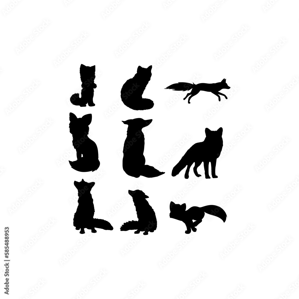 Fox animal set silhouette design