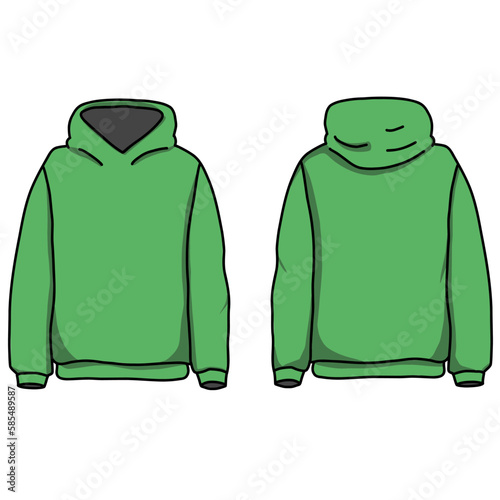 Green Hoodie Editable Template Illustrator