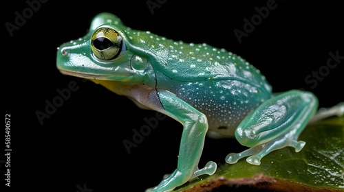 glass frog  sitting down in South America AI generated