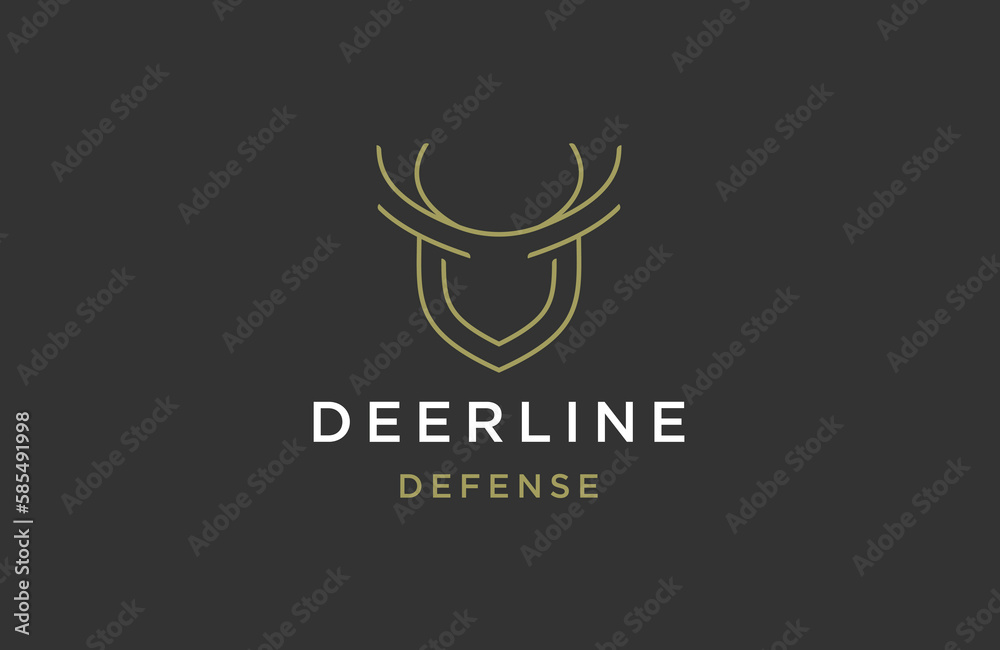 Deer defense line logo icon design template flat vector