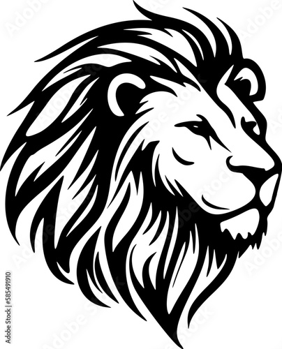    A black and white vector logo of a lion  simple in design.
