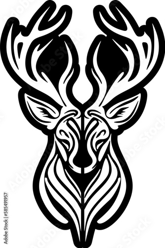    Minimalistic deer logo using black and white vector graphics.