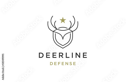 Deer defense line logo icon design template flat vector