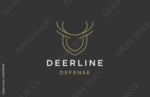 Deer defense line logo icon design template flat vector