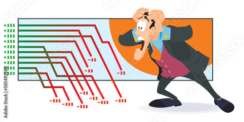 Frightened businessman. Business problems. Illustration for internet and mobile website.