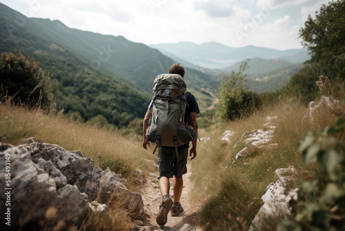 Man Hiking With Backpack