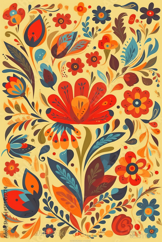 flower pattern illustration folk art graphic design